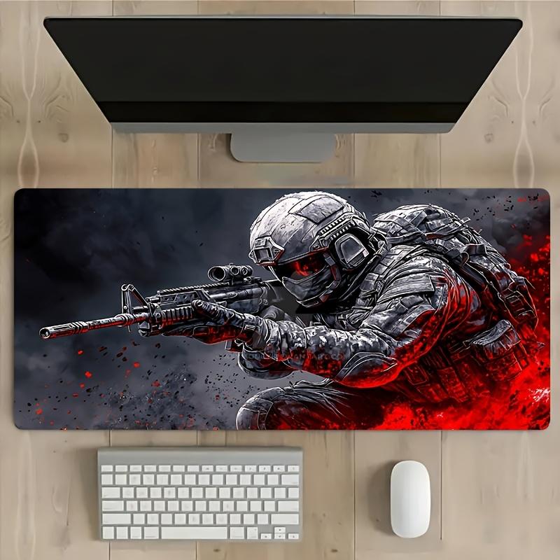Soldier Warrior Mouse Pad Rubber Non-Slip PC Computer E-Sports Game Desk Mat Large Keyboard Pad Durable Mat Office Gaming Mat