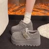 Теплые хлопковые туфли Birkenstocks на толстой подошве, шерстяные, из бархата, для осени и зимы, с небольшим увеличением роста, повседневные хлопковые туфли