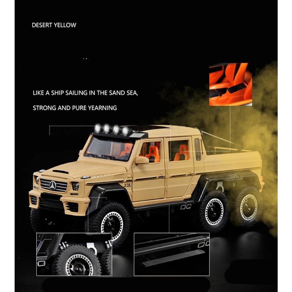 1/20 BENZ G65 G63 6*6 Модель автомобиля из сплава с большими шинами Литая металлическая игрушка Внедорожники Модель автомобиля Звуковая и световая симуляция Детский подарок