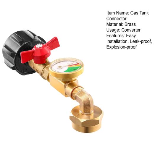 Адаптер для заправки бензобака с клапаном и манометром. Взрывозащищенный латунный клапан для заправки газа. Конвертер бензобака для баллона.
