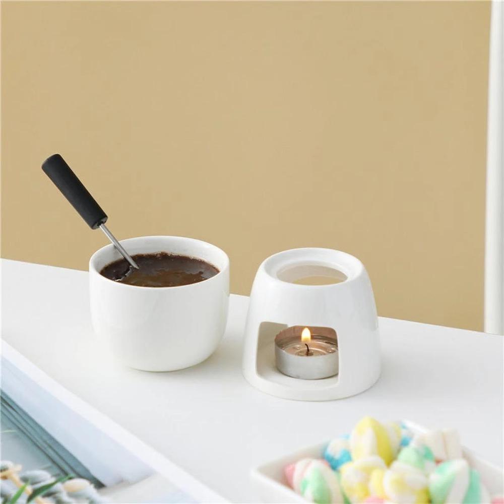 with Fork Chocolate Cheese Fondue Cup Ceramic Chocolate Melting Pot Chocolate Melting Mug Parties