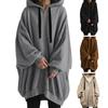 Women Autumn Hooded Drawstring Sweatshirt Coat Long Sleeve Pockets Zipper Placket Mid Length Solid Color Hoodie Outwear