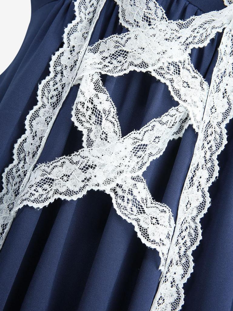 Rosegal Plus Size Кружевная отделка на шнуровке Двухцветный платок-топ