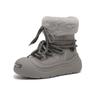 Plush Snow Boots Women's New Winter Mid-boots Plush Warm Big Head Lace-up Fluffy Boots
