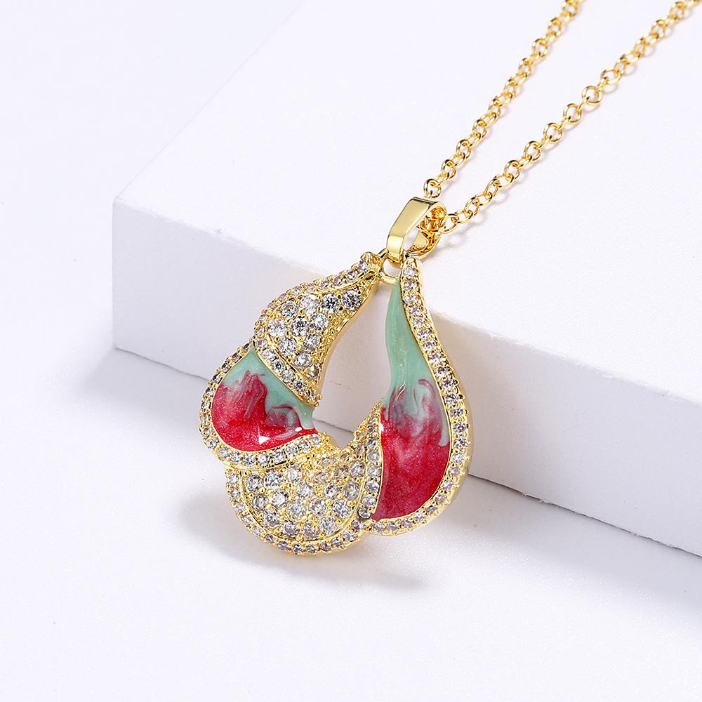 925 Красочная эмаль Эпоксидная смола Белый циркон Подвеска Ожерелье Для Дам Вечеринка по случаю дня рождения Высокое качество Модная бижутерия Подарок