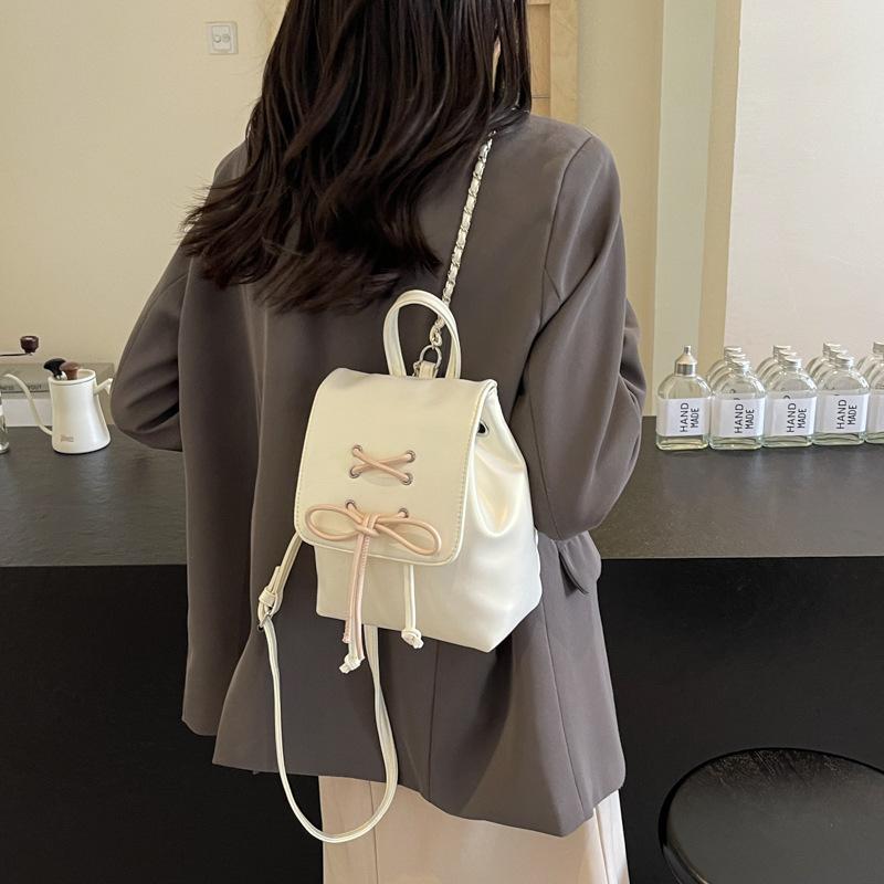 Маленькая сумка на двойном плече с бантом, женский новый модный рюкзак, милая портативная сумка через плечо, школьная сумка