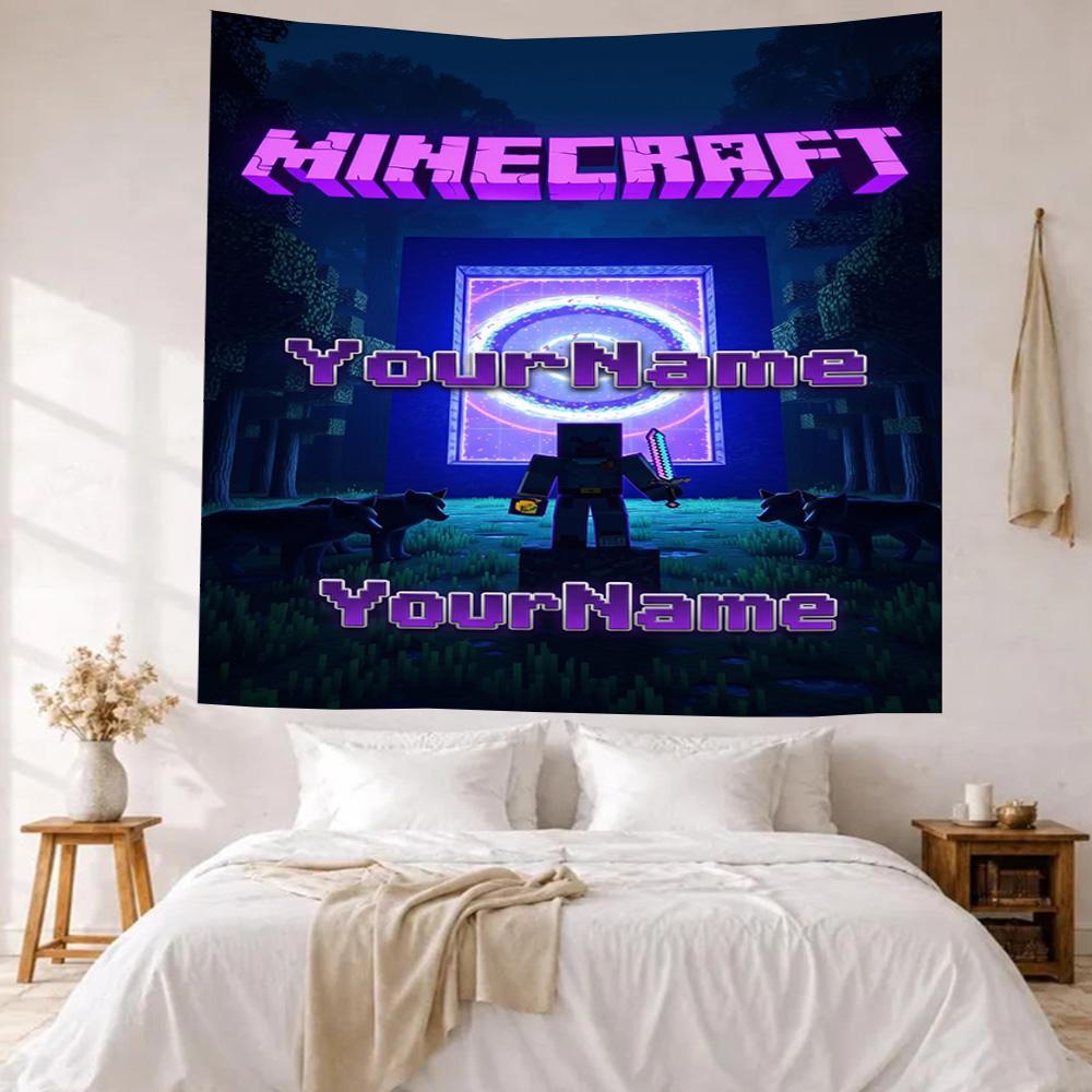 Minecraft Индивидуальный Декор Стены С Вашим Именем Гобелен Искусство Для Памяти Питомца День Рождения Свадебная Вечеринка Фон Семейный Подарок