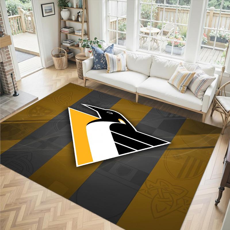 Дизайн Pittsburgh Penguins Кристальный Велюровый Ковер Уютный Не?Нескользящий ковер с принтом для спальни, гостиной, прихожей