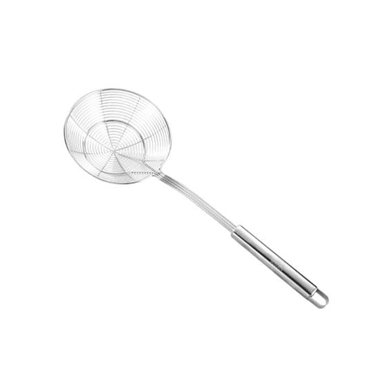 Ложка с прорезями из нержавеющей стали, мелкая сетка, защита от ожогов, длинная ручка, термостойкая жарка, сито для жарки пищевого масла, жира, скиммера