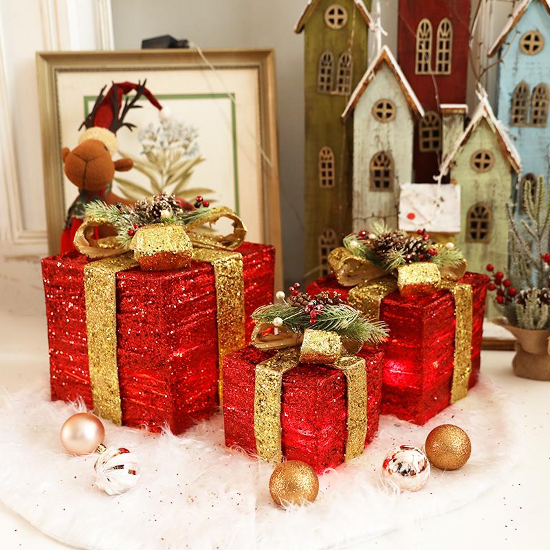 3 штуки рождественских подарочных коробок, украшения для окон на праздничную вечеринку, украшения для рождественской елки, рождественские подарочные коробки, подарочные наборы