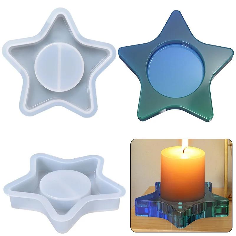 Five Pointed Star Silicone Mal Candle Holder Kandelaar Epoxyhars Mal Kaar Houder Epoxy Mould DIY Candle Holder Silicone Mould