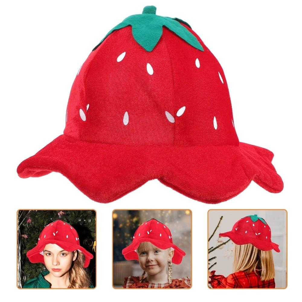 Winter Warm Strawberry Headgear Cartoon Strawberry Cosplay Plush Strawberry Hat Christmas