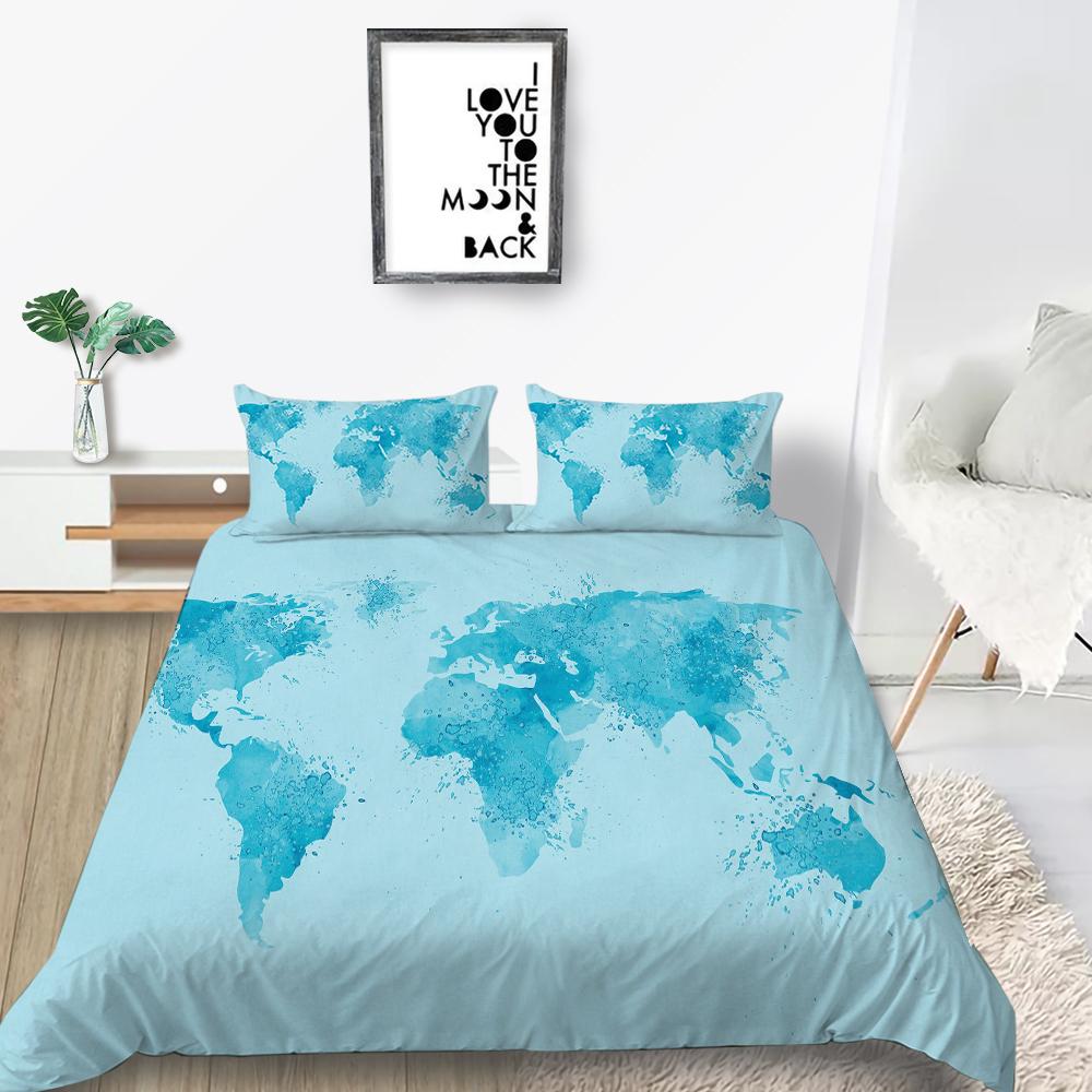 Новая мода Мода Стиль Duver Чехол Набор Уникальный Дизайн Пододеяльник Набор Мальчиков Подростков King Queen Size Роскошные Постельные Принадлежности Костюм Карта Постельные Наборы