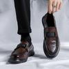 Кожаные туфли мужские кожаные на платформе деловые повседневные мягкие кожаные дышащие туфли с одной педалью Doudou Hand Grab коричневые 4733-R