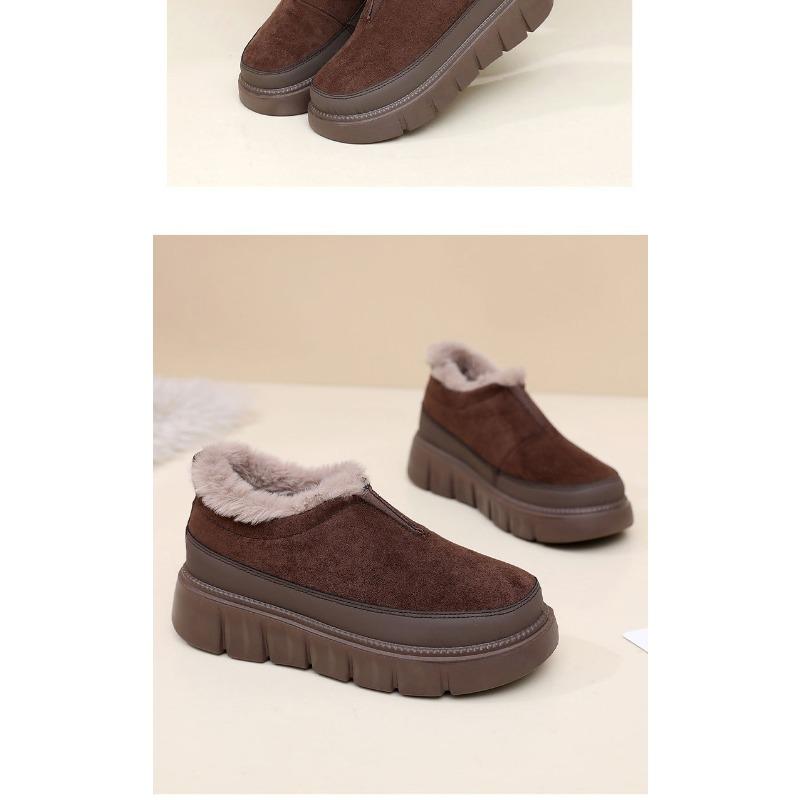 Женские замшевые зимние сапоги для снега, слипоны, теплые ботильоны на щиколотке с подкладкой из искусственного меха, водостойкая повседневная удобная обувь, нескользящая подошва