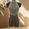 Adjustable Length Elegant Pearls Body Chain Sensual Chest Jewelry Accessory Portable for Beach and Evening Wear