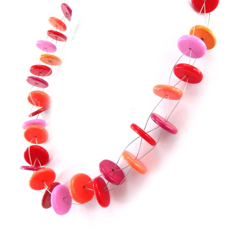 NOA [K0179] - Дизайнерское колье «Раскраска» красно-розовый