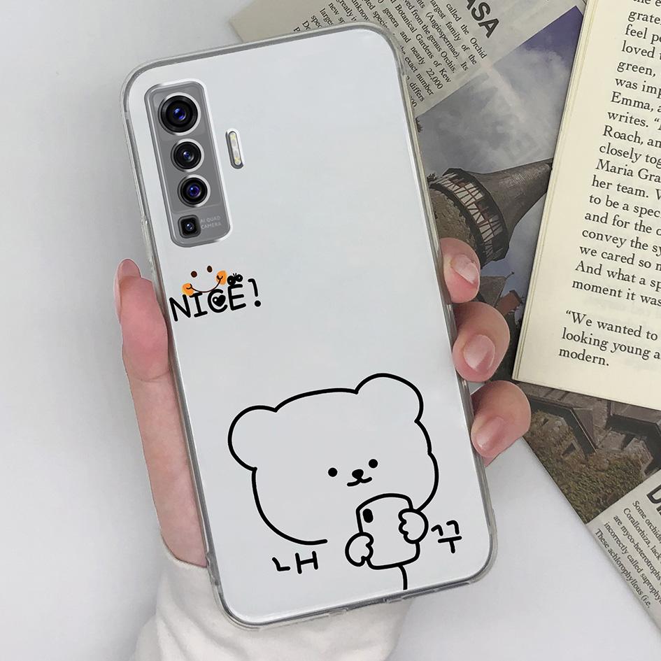 Чехол для Vivo X20 X21 X23 X27 X30 X5 X50 Lite X50 X60 X70 Pro + защитный прозрачный мягкий силиконовый чехол из ТПУ с милым мультяшным рисунком для бампера Vivo