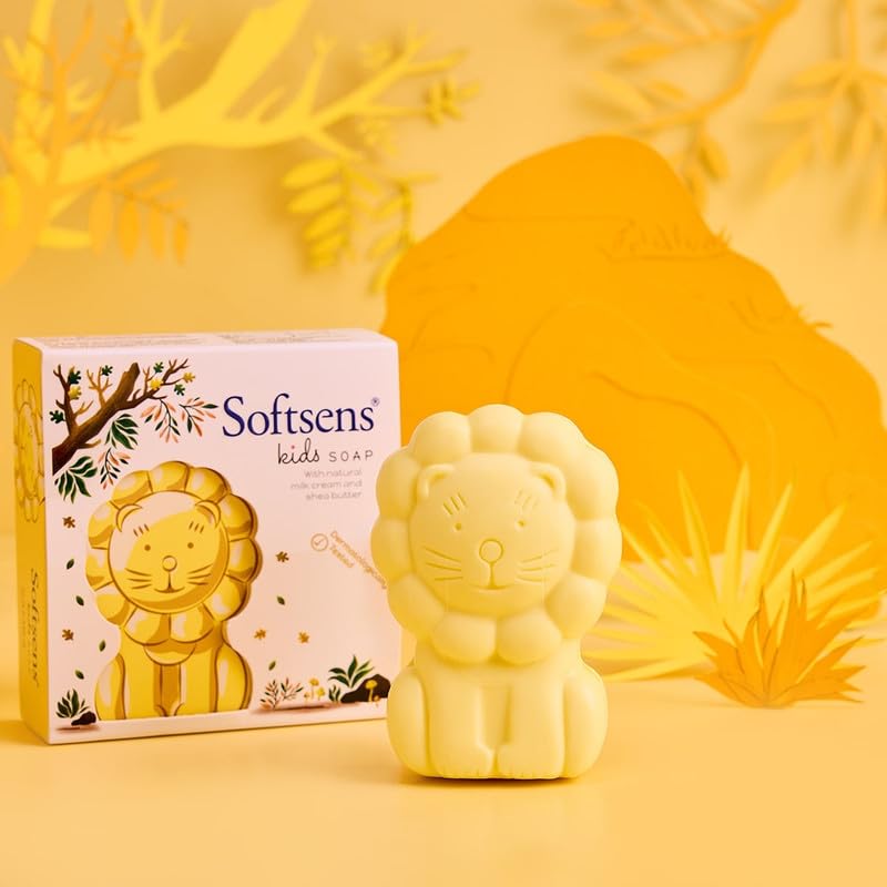 Мыло Softsens Kids Samba 75 г Нежный питательный уход с маслом ши и натуральным молочным кремом Для малышей 2-10 лет Упаковка 5 x 75 г