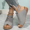 Peep Toe Mid Heels Sandals Women Summer 2025 Fashion Ankle Strap Platform Sandals Woman Lightweight Wedge Beach Shoes Sandals