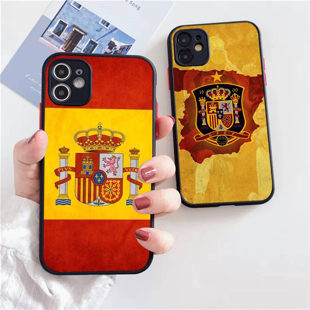 Spain Flag Cover For iPhone X XR XS 11 12 13 14 15 16 pro MAX mini Phone Case Matte shockproof