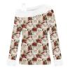 Women's Off-the-shoulder Plush Neck Printed Long-sleeved Pullover T-shirt Top