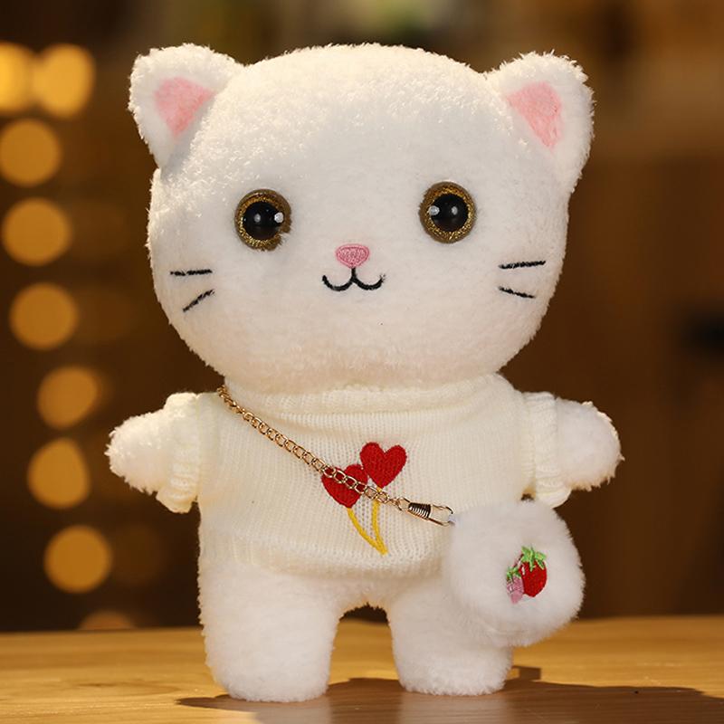 30 см Кафе Кот Маленькие Кошки Милая Подушка Плюшевая Игрушка Мягкая Кукла В Очках и Одежде Мультяшная Милая Игрушка