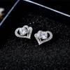 New Luxury Heart Stud Earrings with Dazzling Cubic Zirconia Fashion Accessories Daily Wear Temperament Earrings Women Jewelry