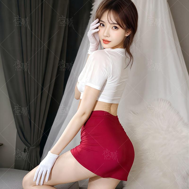 Sex lingerie female pure desire passion stewardess role uniform suit sexy deep split small chest seduction pajamas