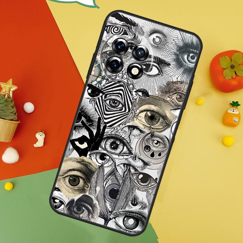 Scary Face Eyes Back Case For OnePlus 13 15 13R 13T 12 12R 11 10 10T 8T Nord 5 CE 4 2 3 Lite N20 N30 Cover