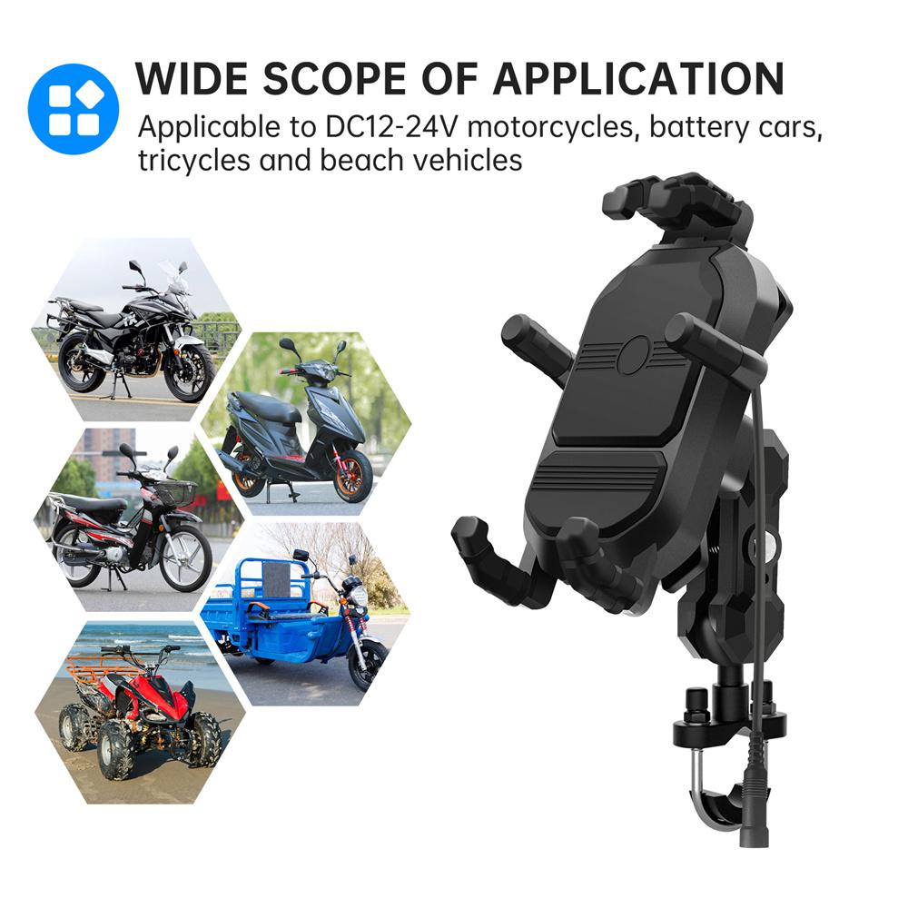 12V-24V 15W QC3.0 Wireless Charging Holder for Motorcycle Handlebar