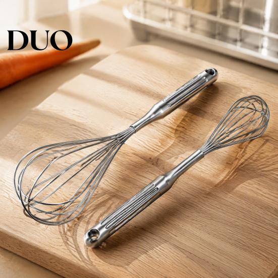 Commercial Grade Egg Whisk Stainless Steel Beater, Anti-slip Long Handle Durable Whisk, Sturdy Metal for Kitchen Manual Mixing Tool Cooking Sauces And