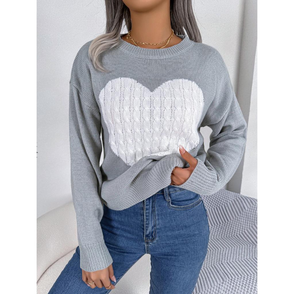 HNXC Осенне-зимний пуловер с длинным рукавом и узором «скрученное сердце» для Дня святого Валентина, женская одежда