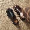 British Style Platform Loafers Women's Early Spring 2025 Retro Elastic One-pedal Small Leather Shoes Black Single Shoes Women