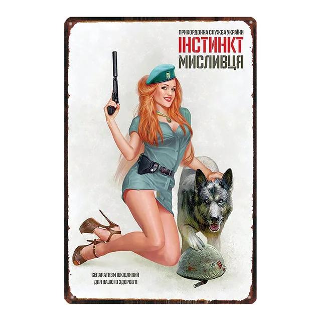 Винтажная русская металлическая табличка пин-ап сексуальная девушка жестяная вывеска паб клуб бар кафе магазин домашний настенный декор металлическая пластина железная живопись