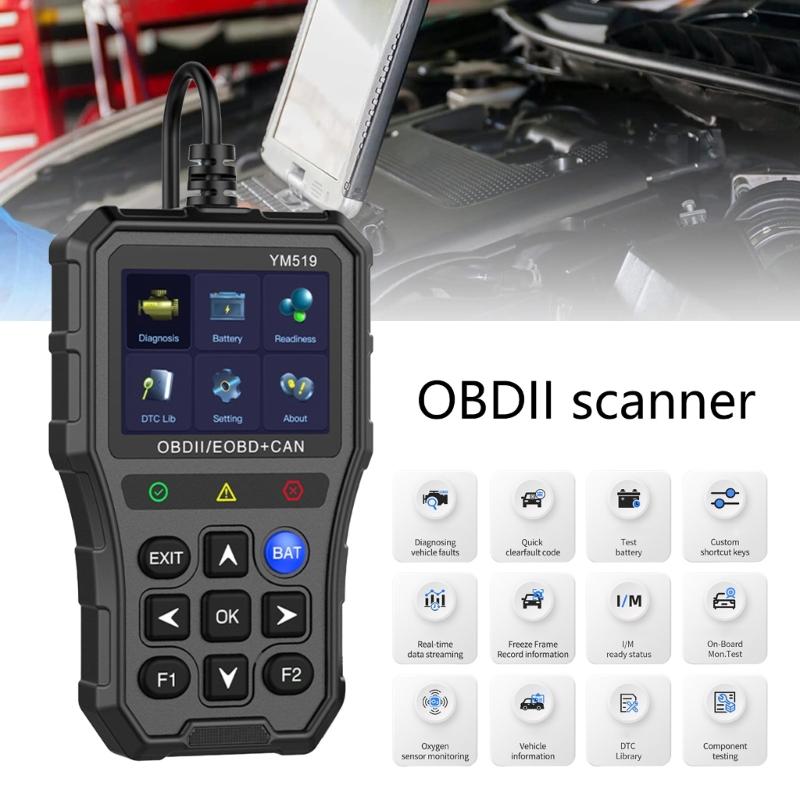 OBD2 Сканер Диагностический Инструмент для Сканирования Считыватель Кодов Сброс Кодов Неисправности Двигателя для Автомобилей с Протоколом OBD II Тестер Автомобильного Аккумулятора