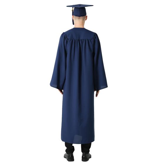 Bachelor Uniform with Hat V Neck Knee Length Long Sleeve Hidden Button Liberal Arts Student Graduation Robe Doctor Master Graduation Party Clothes