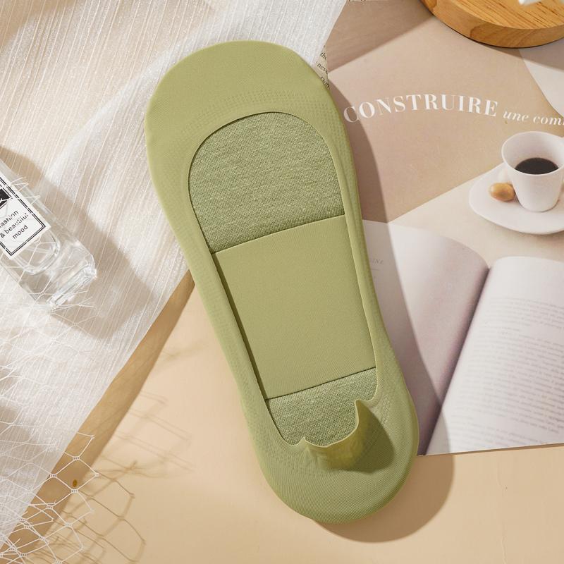 Женские носки-лодочки Ice Silk с утолщенной подошвой из губки, ударопрочные, нескользящие, силиконовые, удобные, невидимые носки