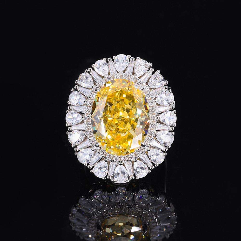 Модное 18-каратное позолоченное кольцо 12 * 16 мм необычное яркое граненое кольцо с драгоценным камнем подарок на годовщину стерлингового серебра 925 пробы ювелирные изделия