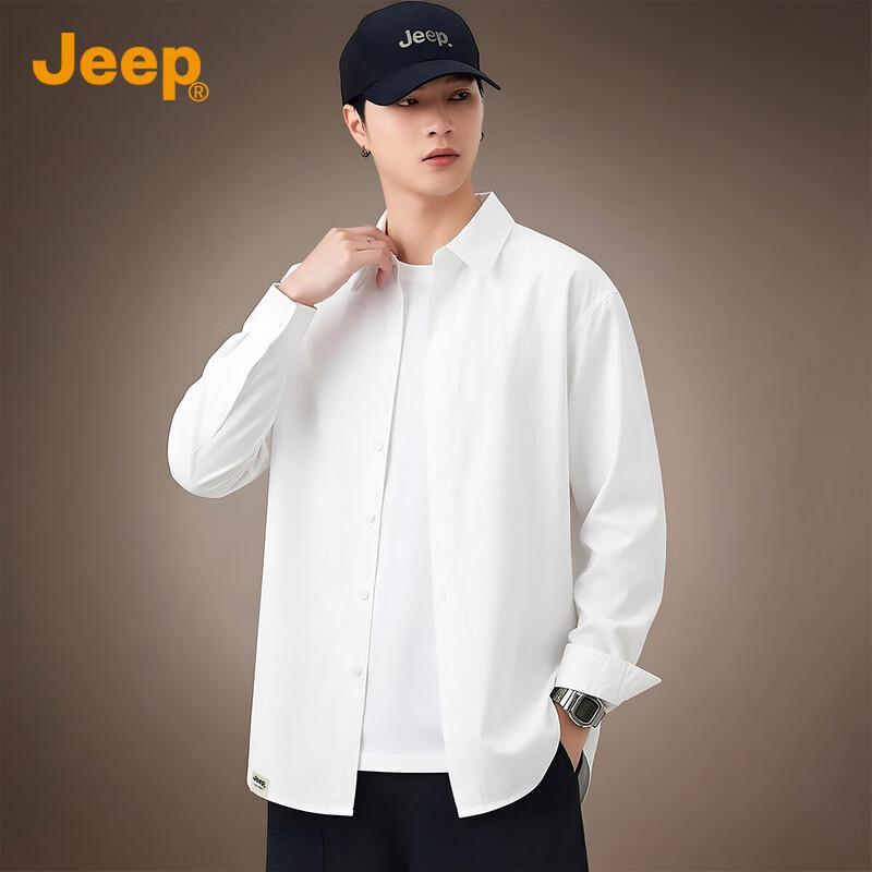 JEEP Men's American Style 100% Cotton Long-Sleeve Shirt