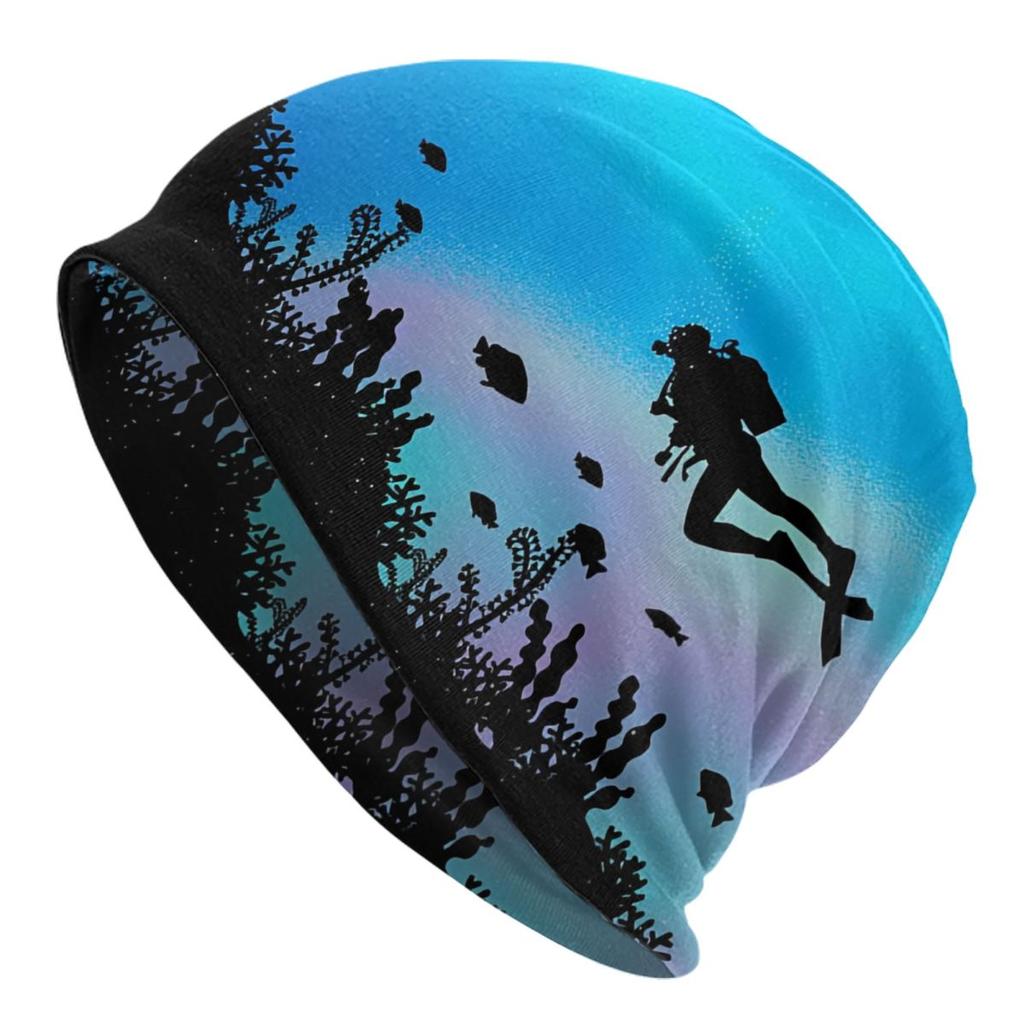 Шапка-бини с флагом для подводного плавания, унисекс, женские аксессуары для любителей дайвинга, шапки с черепами, подарки для дайвера, крутой дизайн, вязаные шапки