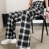 Большой размер 3XL 4XL спортивные штаны джоггеры Женские брюки с широкими штанинами Ретро Высокая посадка Клетчатая сетка Эластичные женские брюки черные свободные Длинные брюки