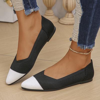 Женская обувь сетчатая дышащая обувь с острым носком на плоской подошве модная мягкая трикотажная обувь женская повседневная обувь без застежек лоферы