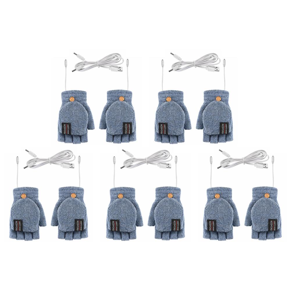 Электрические термоперчатки с регулируемой температурой зимние грелки для рук (Светло-синий)