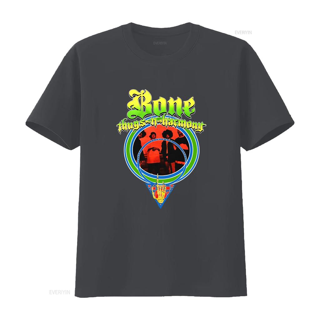 Authentic BONE THUGS N HARMONY I E S Slim Fit T Shirt Black Band Design vintage Washed Unisex Stylish Versatile homme Slightly
