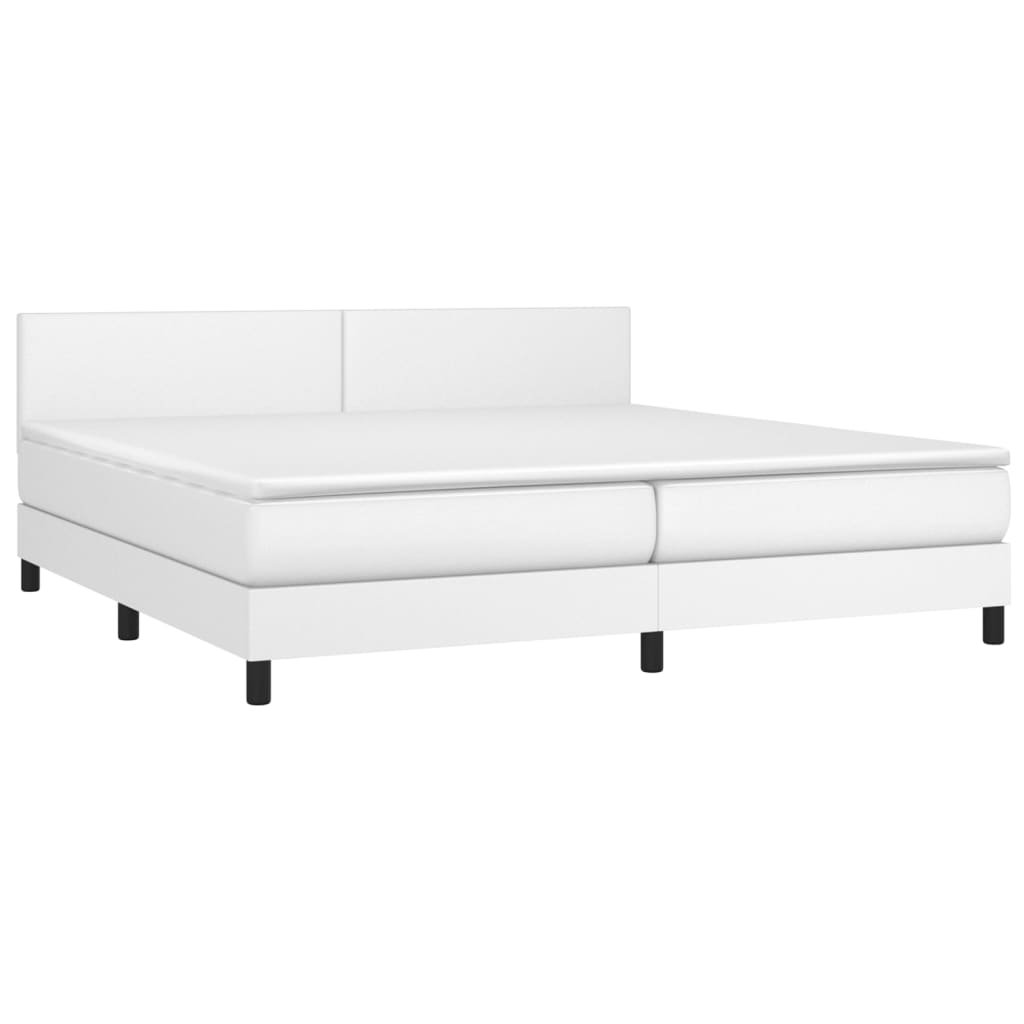 Box Spring Bed with Mattress White 200x200 cm Faux Leather