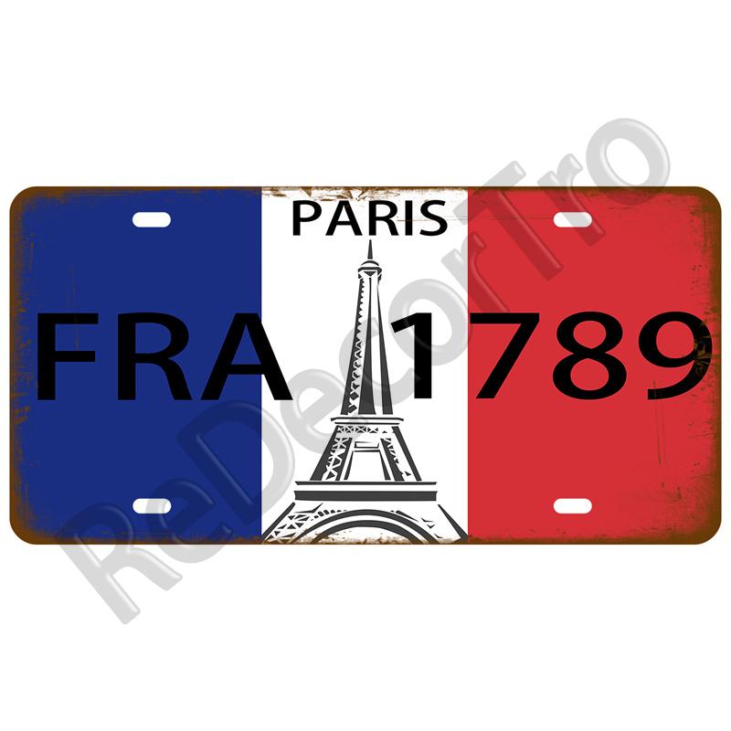 Франция Жестяная табличка Россия Испания Металлическая табличка Германия США Флаг страны Жестяная табличка для стены Домашний ресторан Ремесло Бар Декор