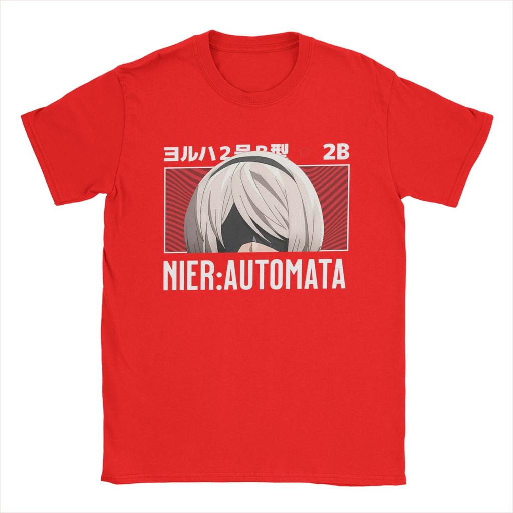 Мужская футболка Nier Automata 2B Peeker, аниме, 100% хлопок, новинка, футболки с коротким рукавом и круглым вырезом, оригинальная футболка