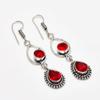 Mozambique Garnet Gemstone Handmade 925 Silver Plated Jewelry Earring 2.38"