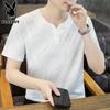 Мужская футболка с V-образным вырезом и коротким рукавом, быстросохнущая